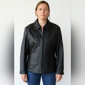 Wild Ride Women's Vintage Black Leather Fitted Motorcycle Jacket Lined 22 XL